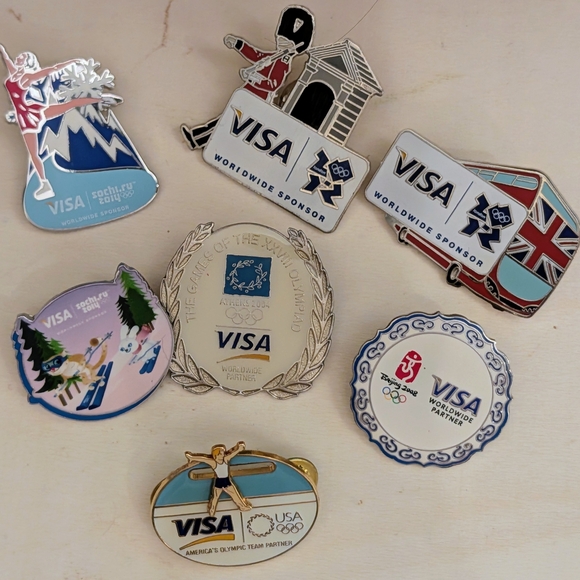 Usa Olympics Jewelry - Visa Olympic Sponsor Brooch Collection Of 7